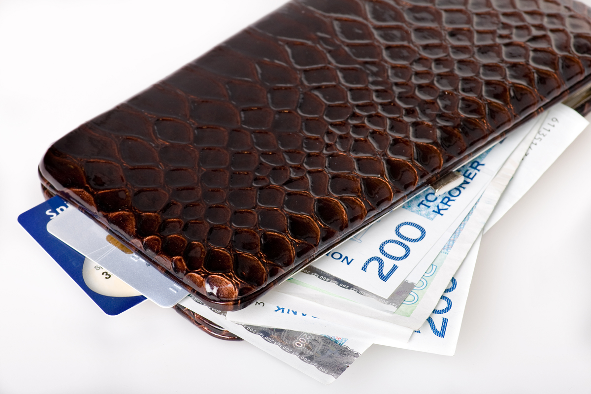 Foto: Lommebok med norske sedler og kredittkort