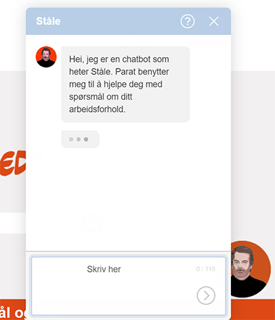 Skjermdump av chatboten Ståle med chatvindu