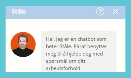 Skjermbilde av chatboten Ståle i Parat