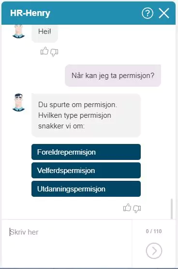 Illustrasjon av dialog med HR-Henry om permisjon